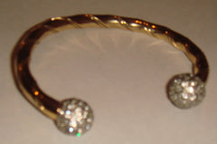 9c Gold Diamond Ball End Bangle